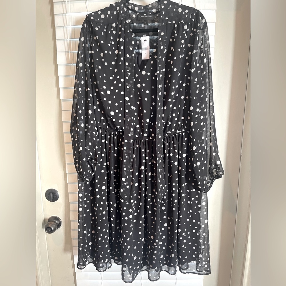 NWT Size 20 Black and White Lane Bryant Polka Dot Dress